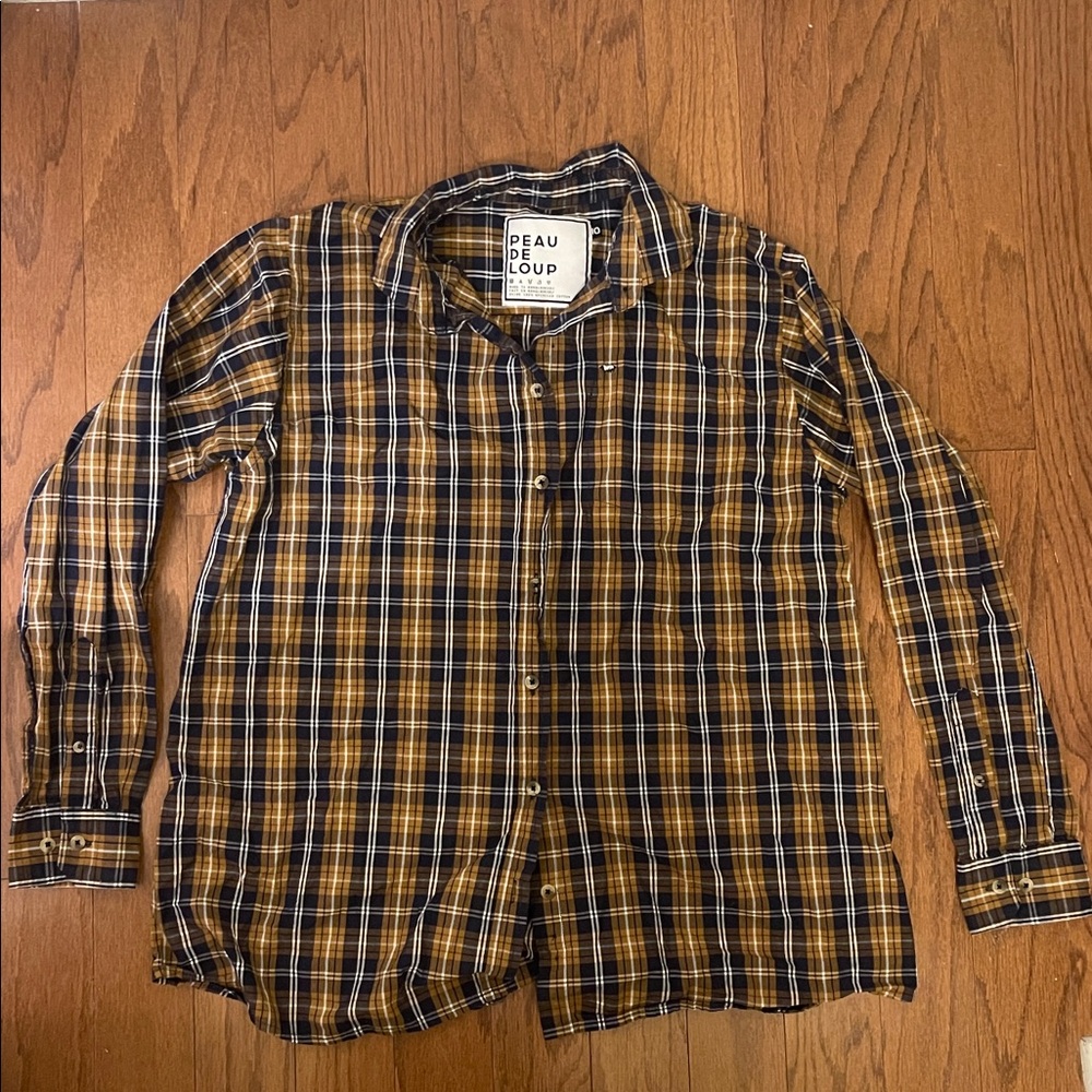 Peau de Loup Size 10 Button Up Plaid Shirt